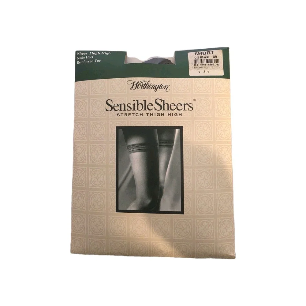 Worthington‎ Sensible Sheers Stretch Thigh High Stockings Off Blk Short